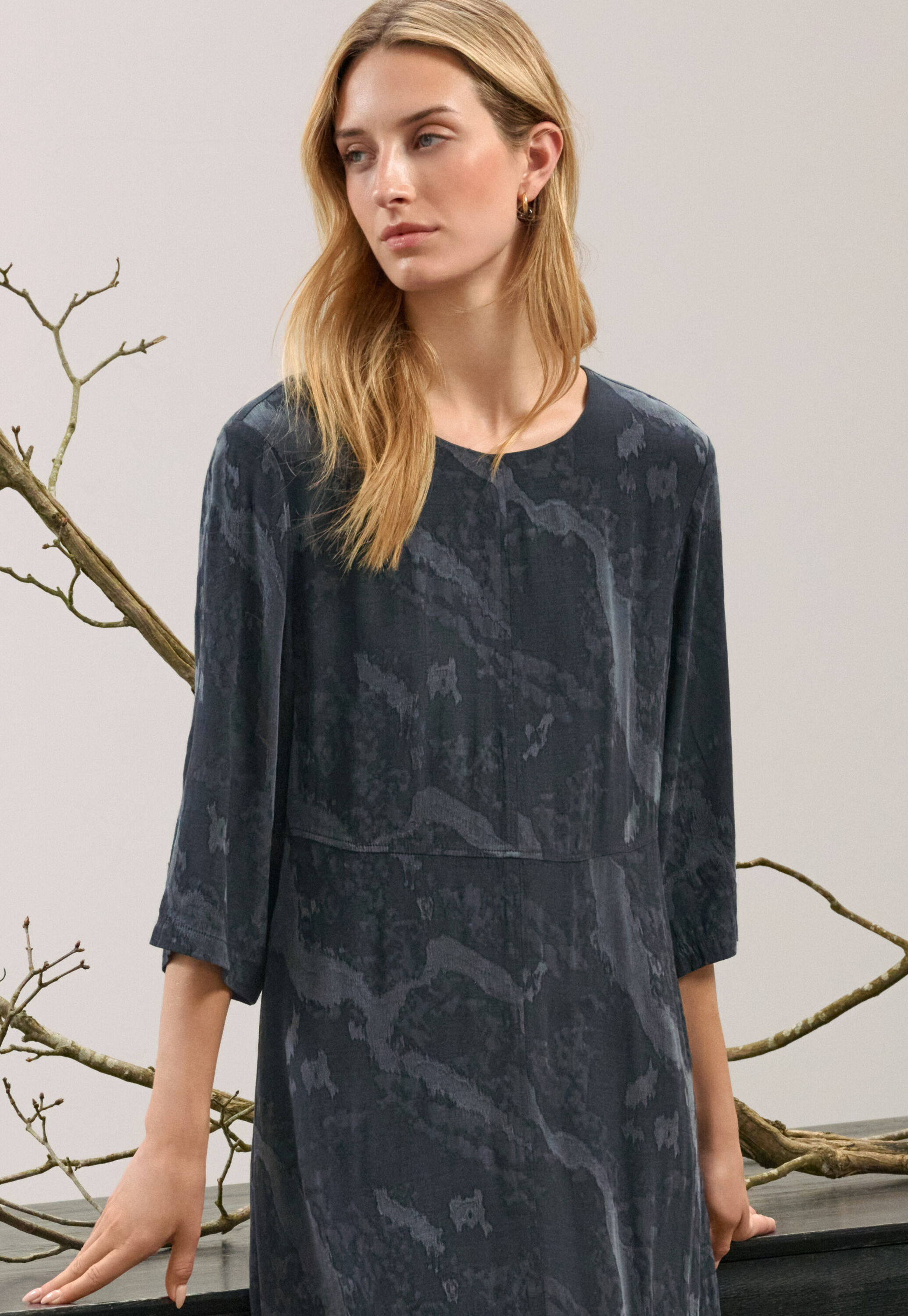 Jacquard dress, Petrol slate, large