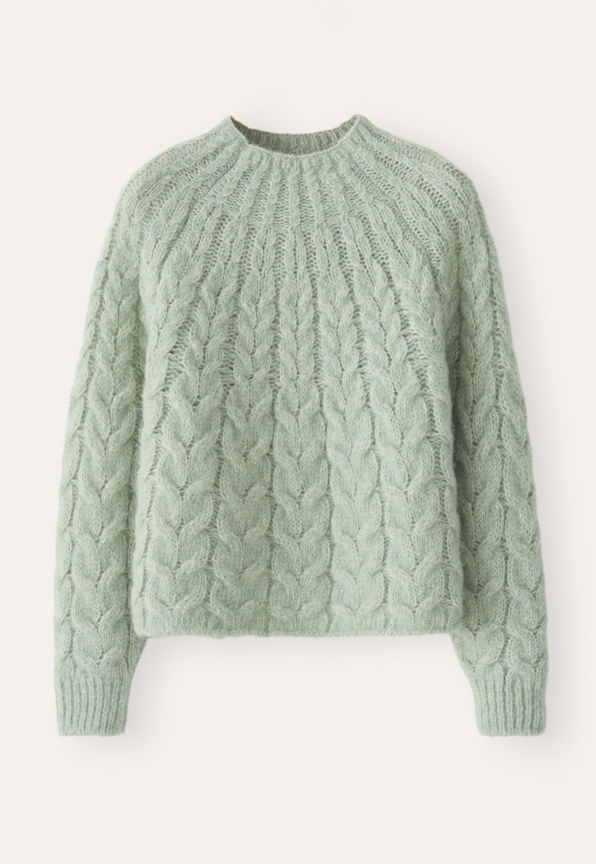 Cable-stitch sweater, Pale thyme, large