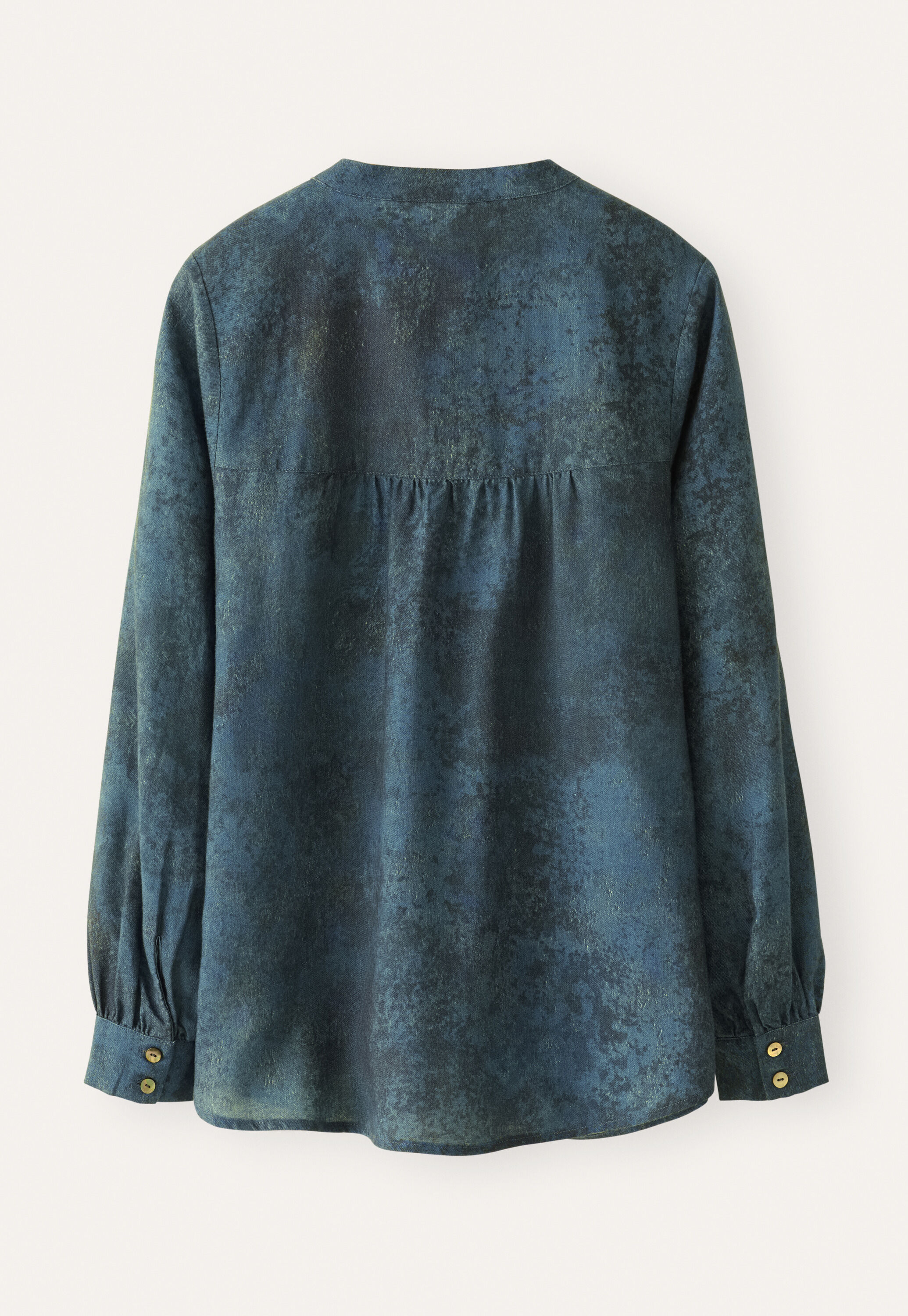 Frill front blouse, Ocean blue, large