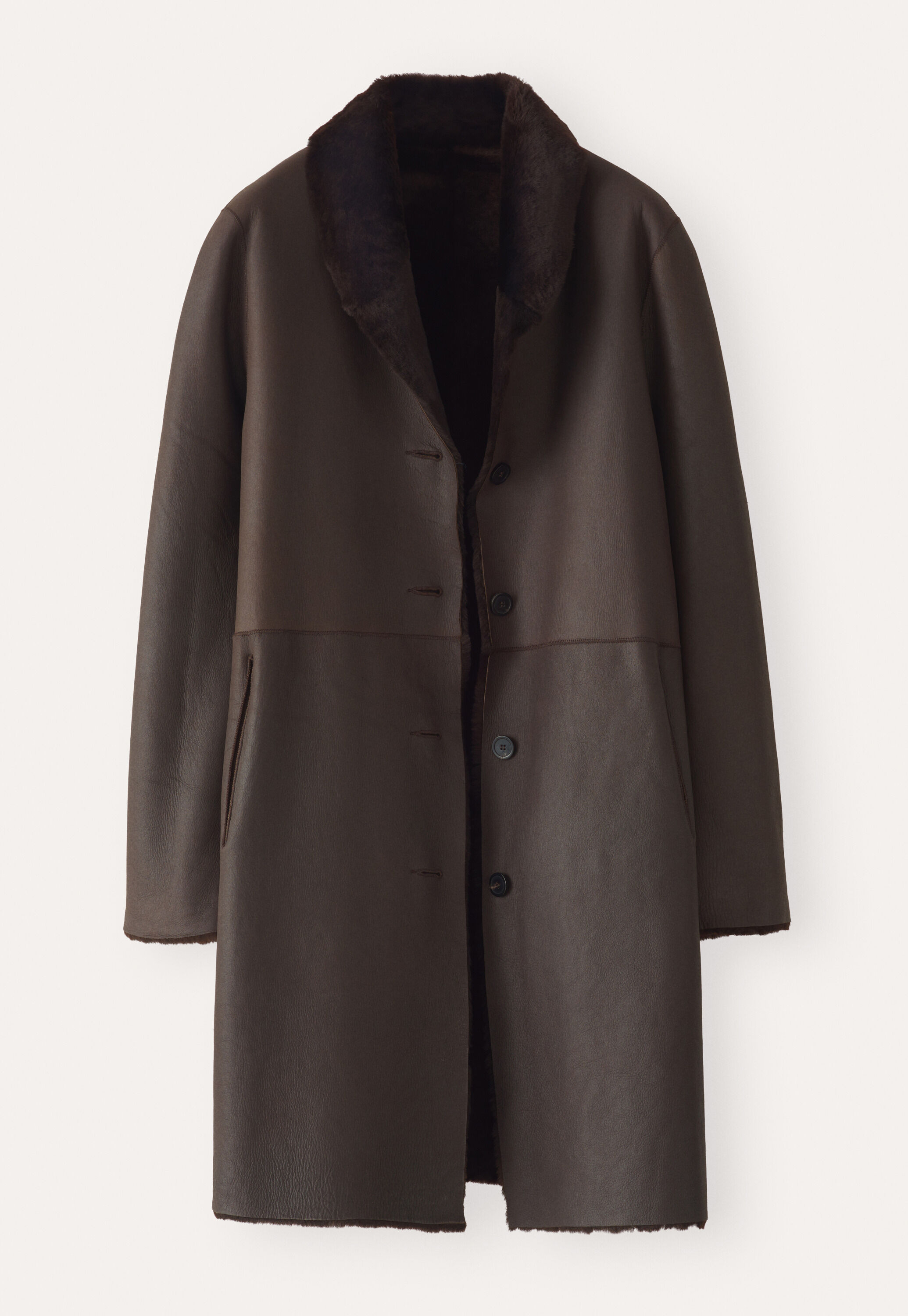 Reversible sheepskin coat, Chocolate, large