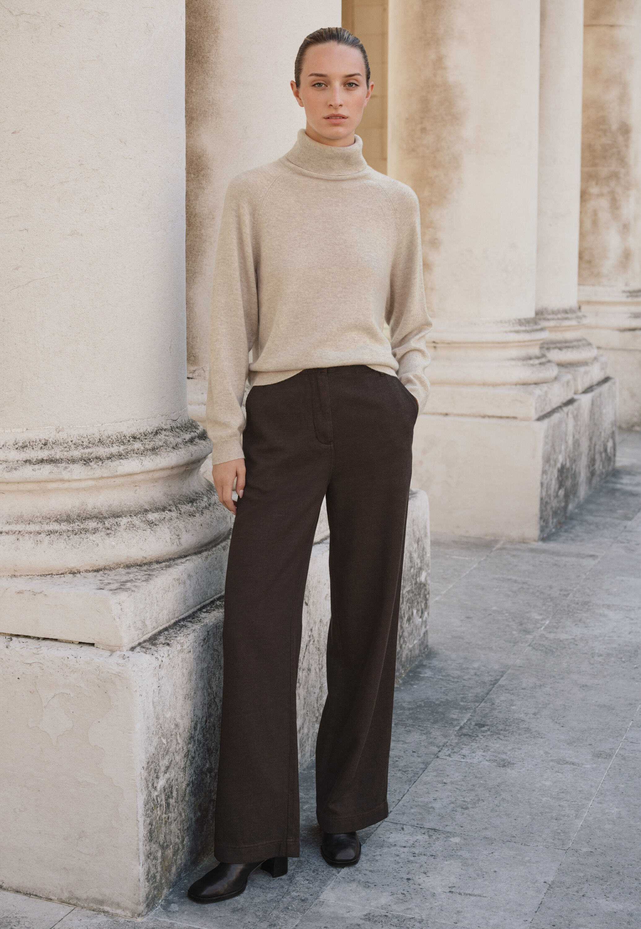 Roll-neck sweater, Ecru fawn, large