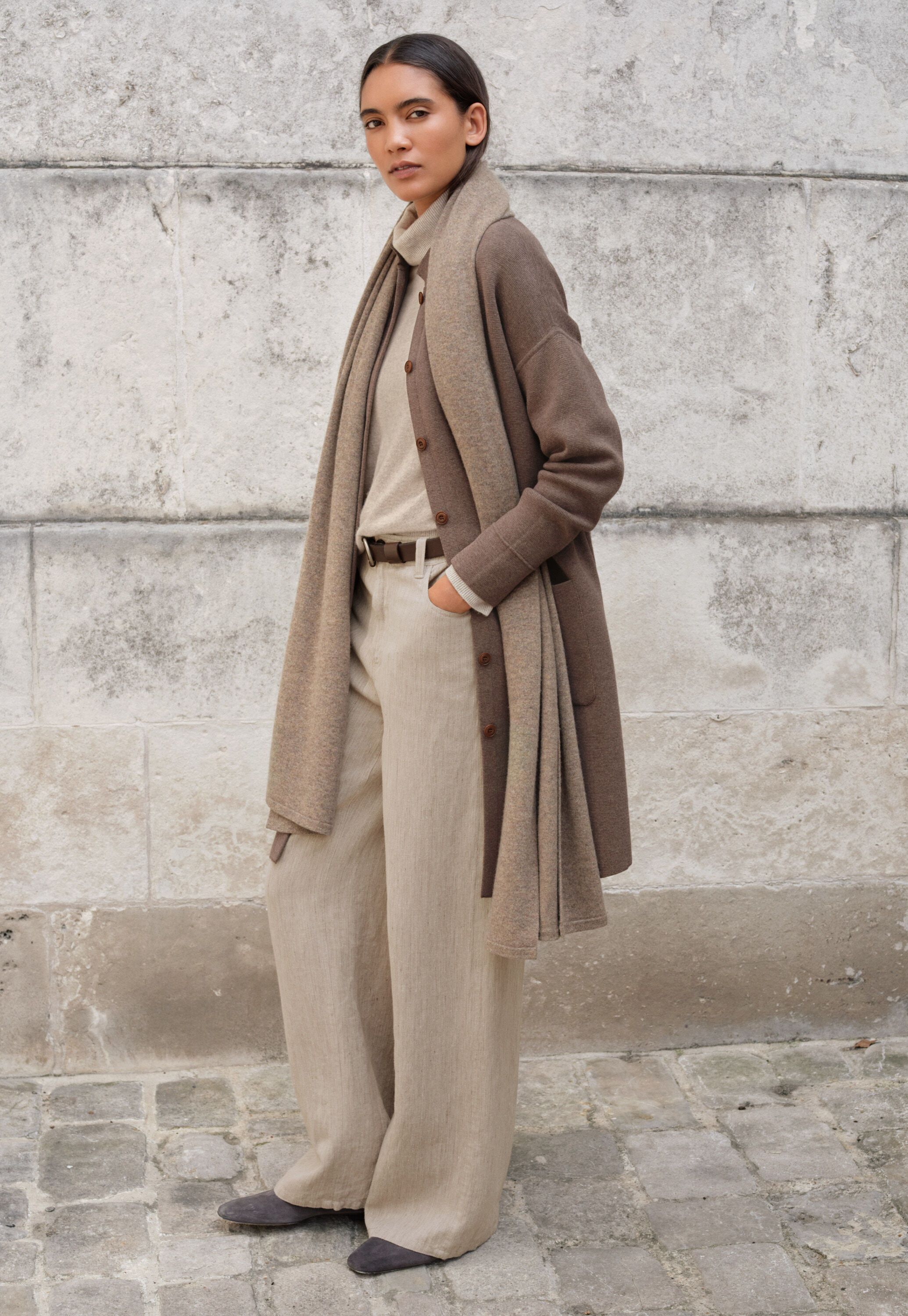 Wrap scarf, Latte, large