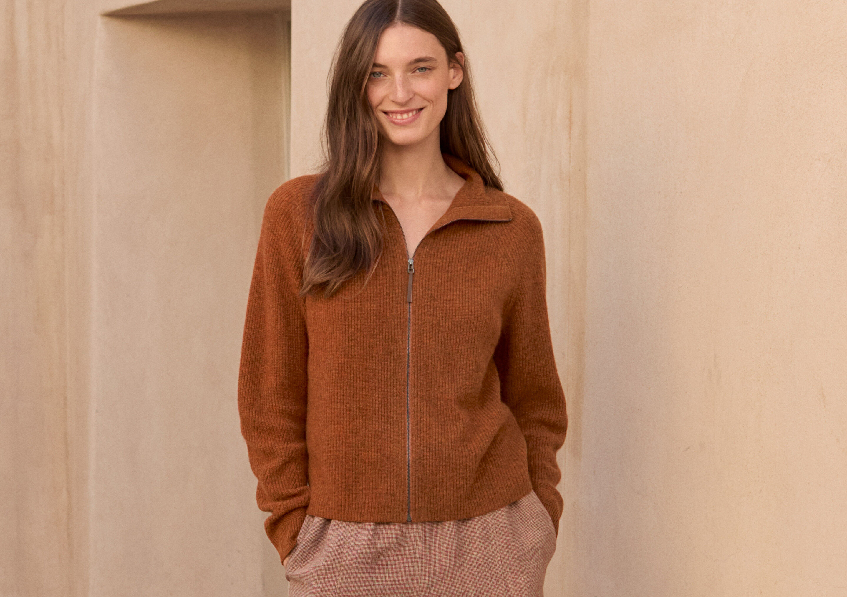 Zip-front cardigan