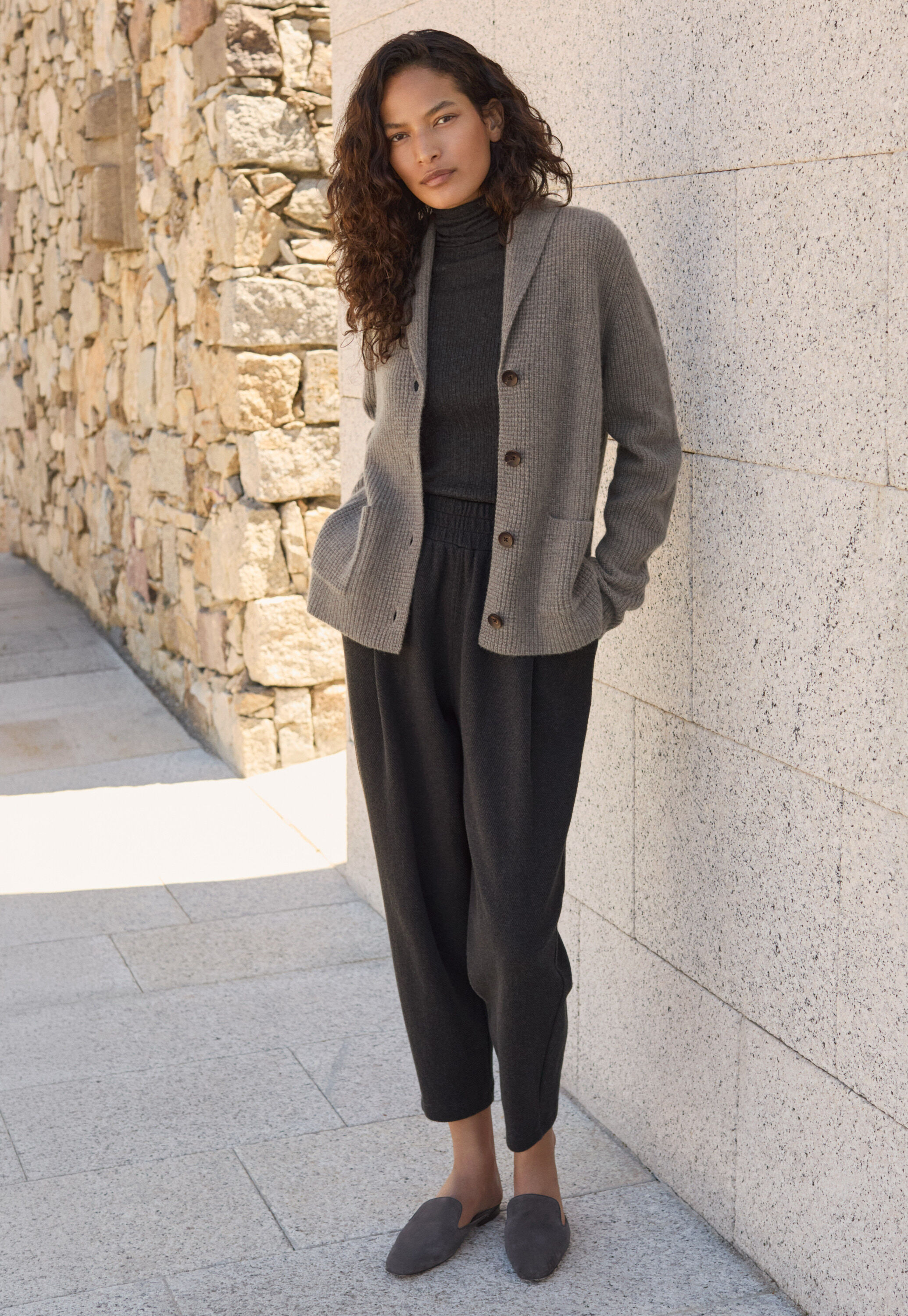 Shawl-collar cardigan