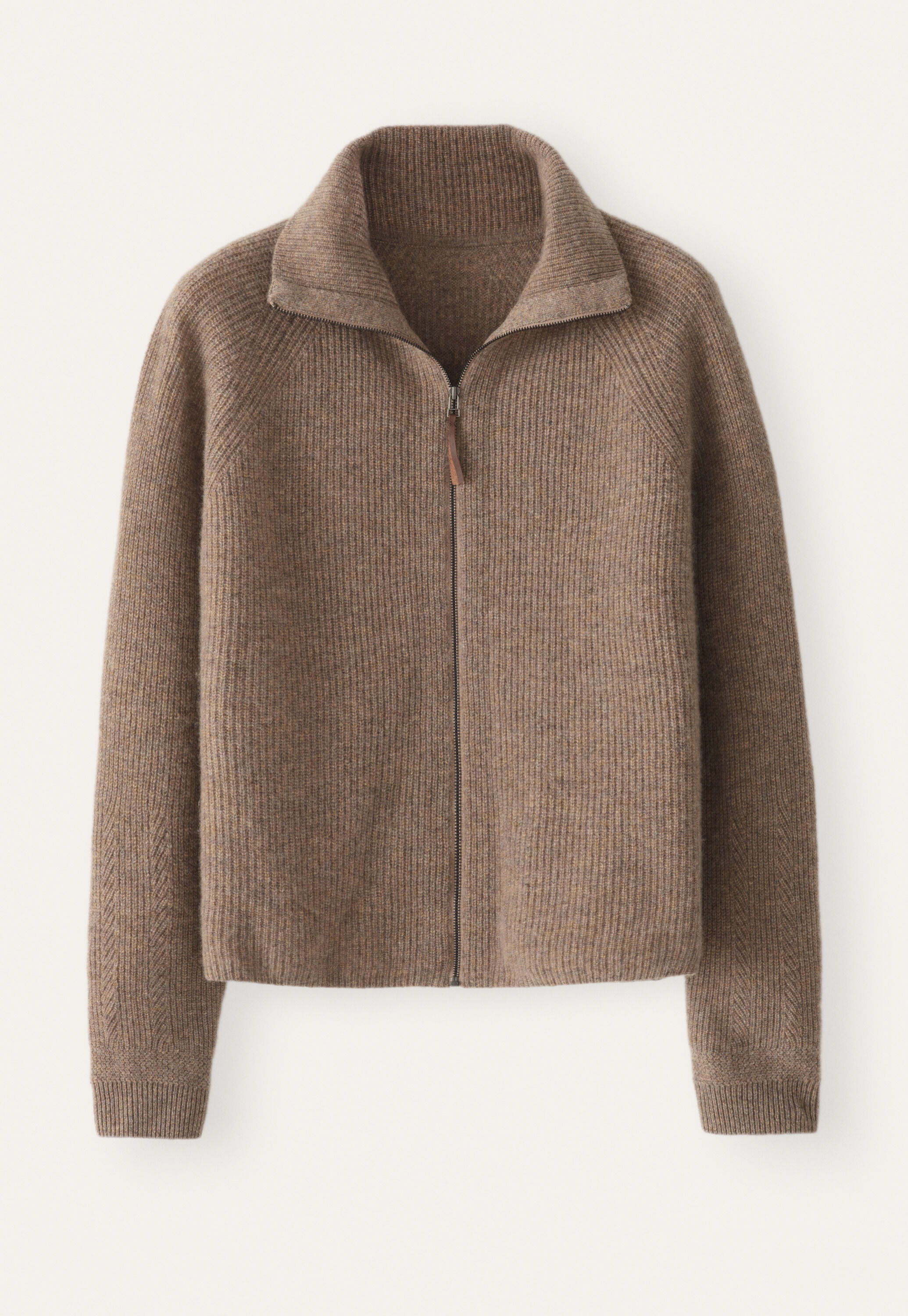 Zip-front cardigan, Latte, large