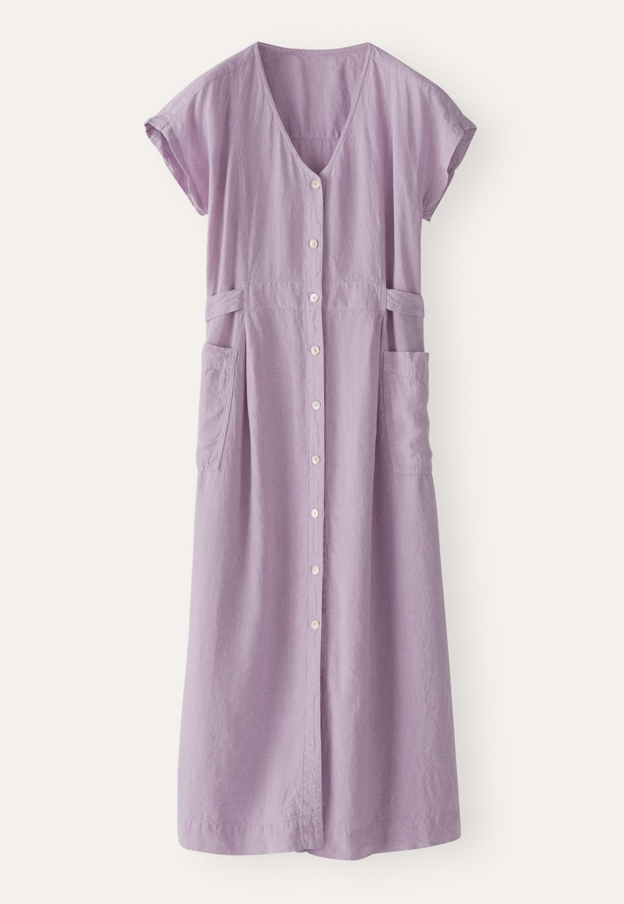 Waist-tie button-through dress