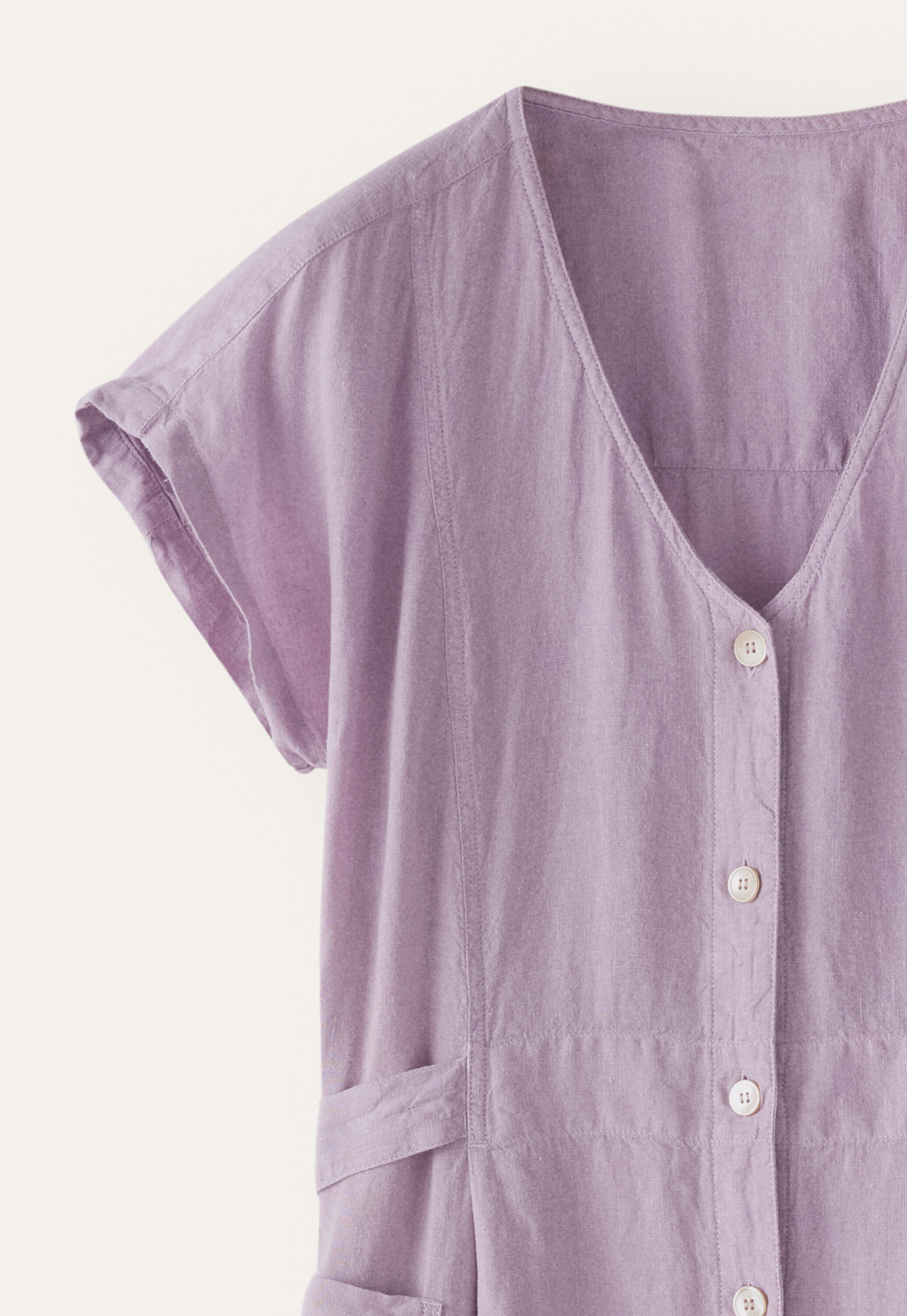 Waist-tie button-through dress