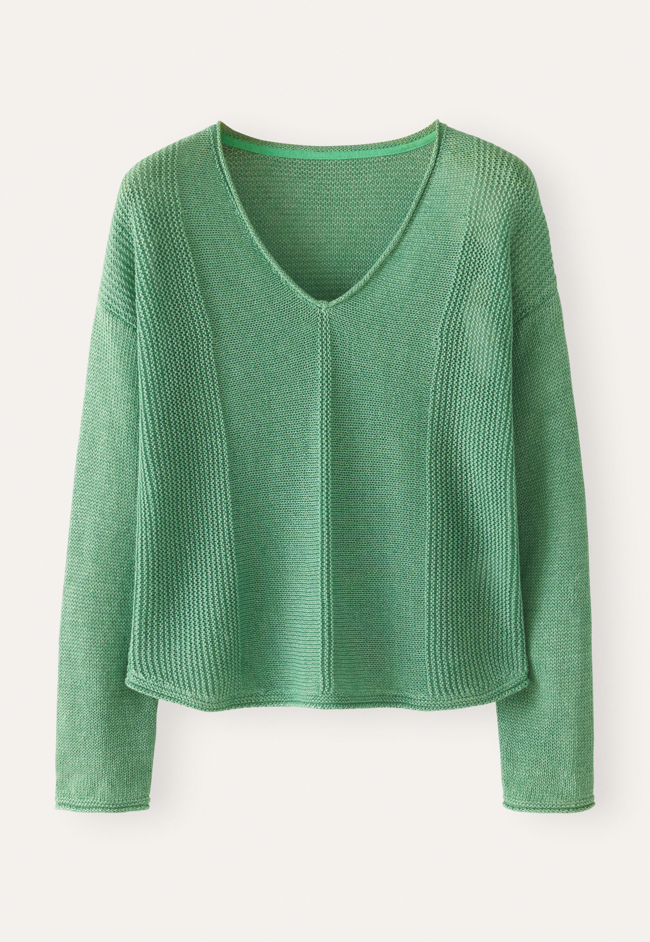 V-neck ribbed panel sweater