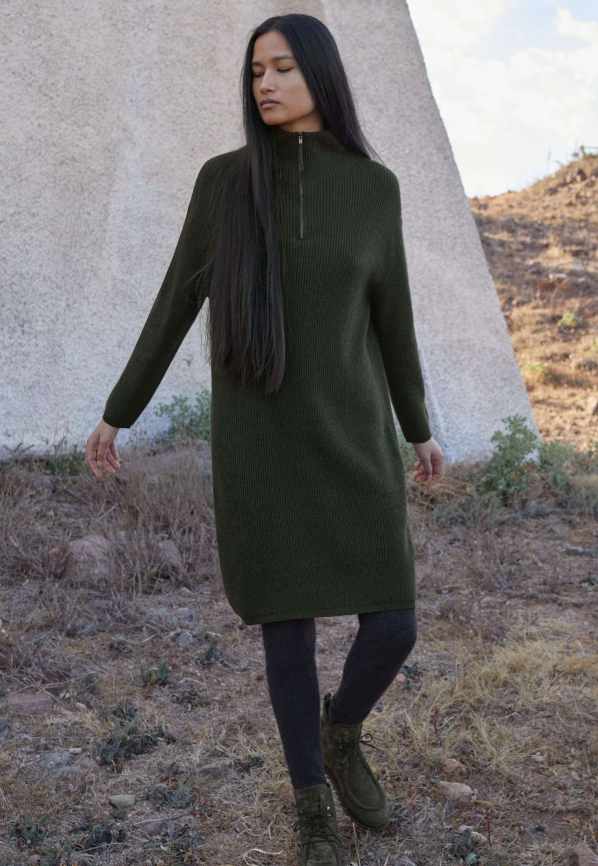 Funnel-neck dress