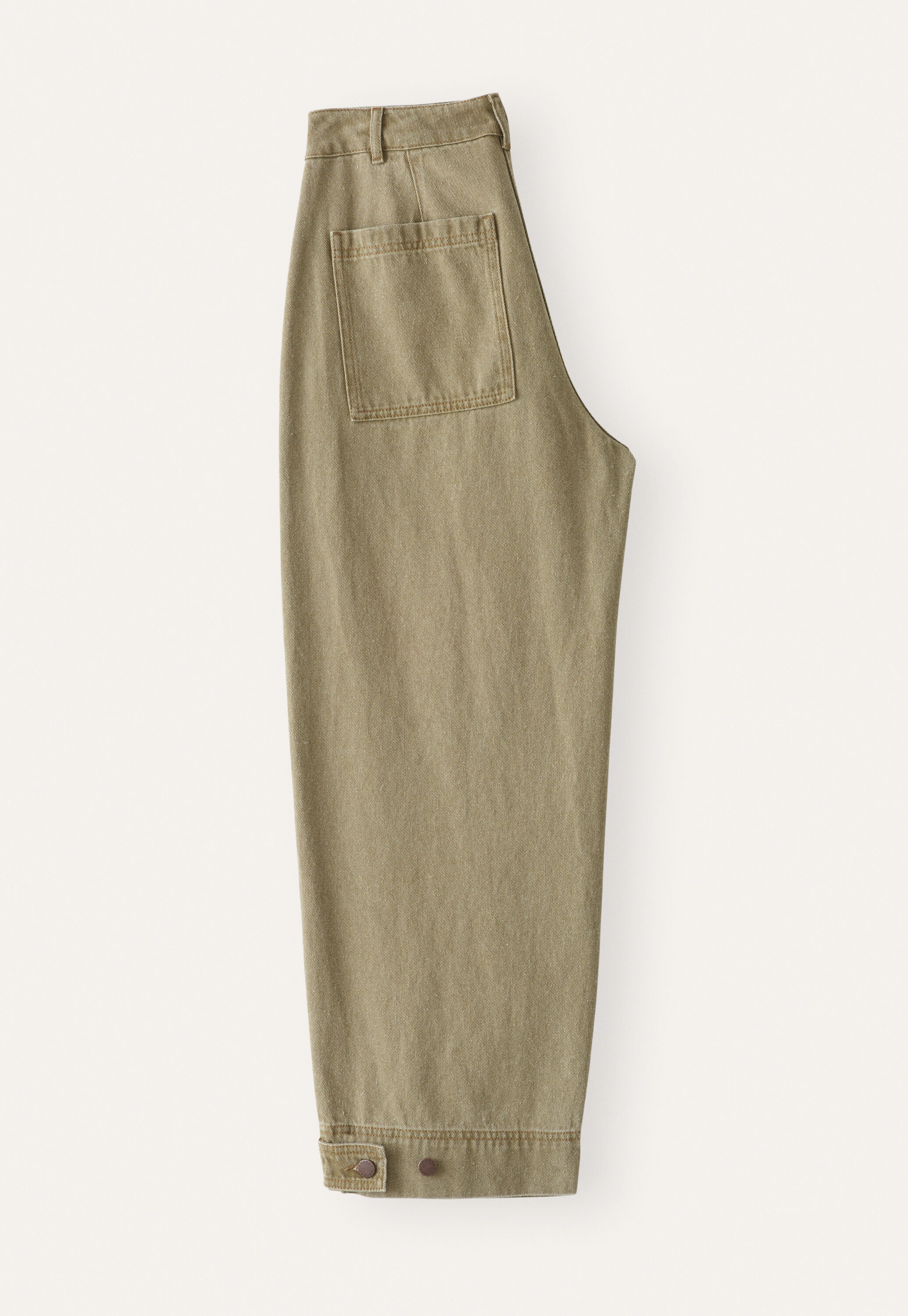 Cropped seam-detail trousers, Dark olive, large