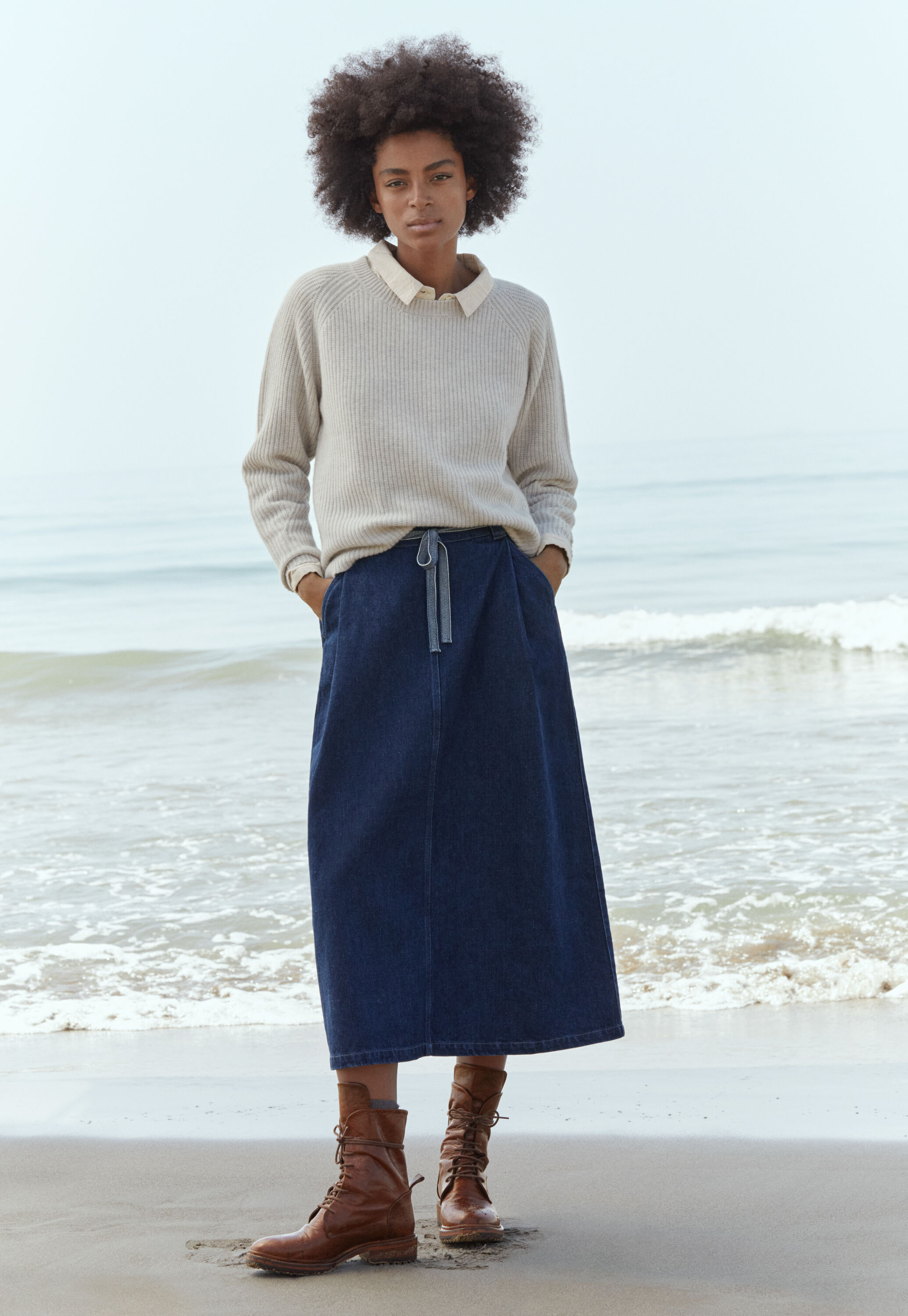 Pleat-front skirt