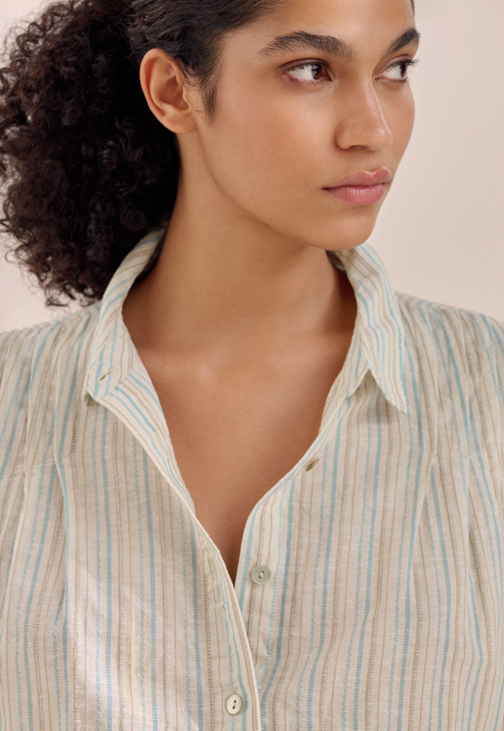 Striped pleated shirt
