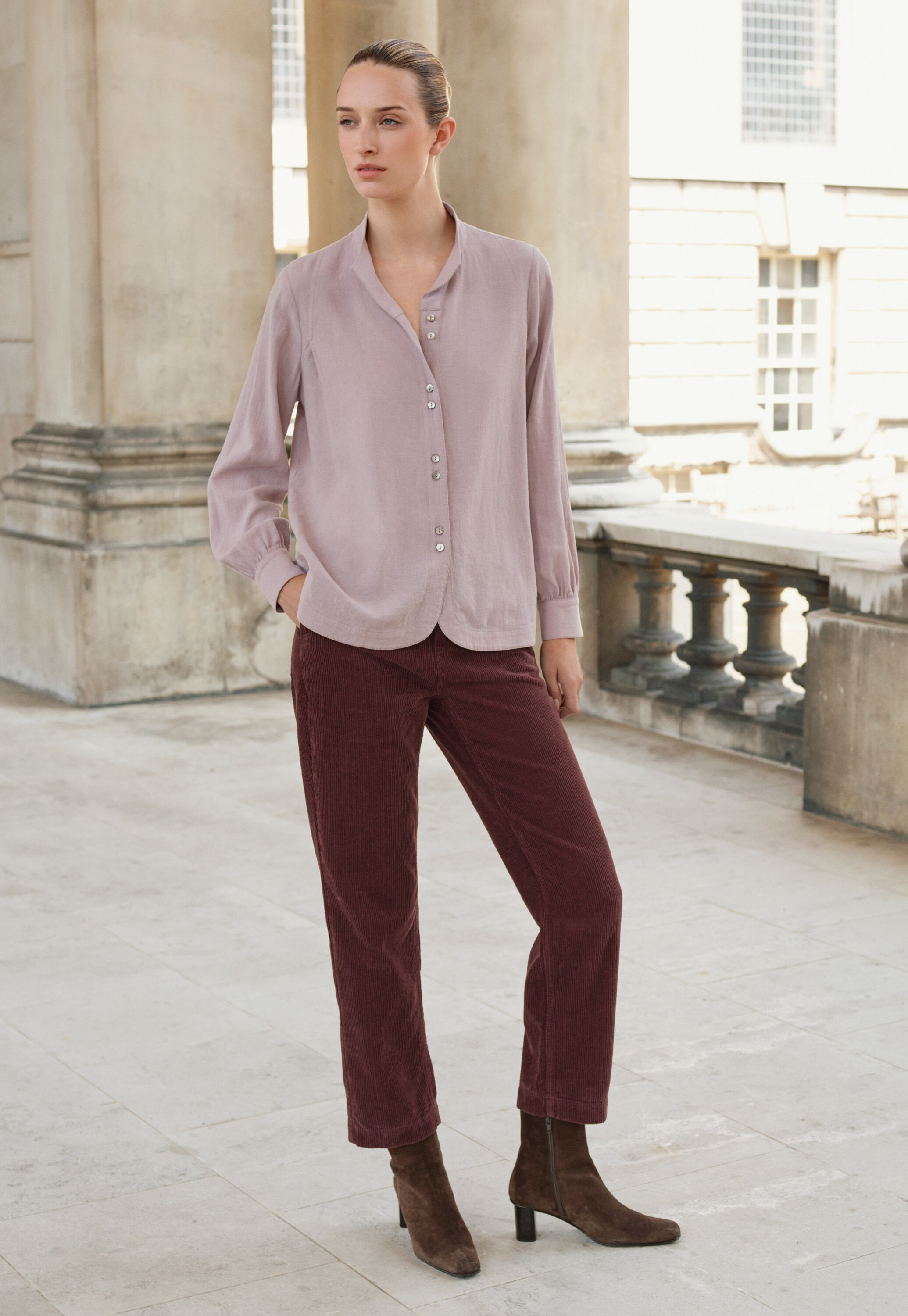 Funnel-neck blouse