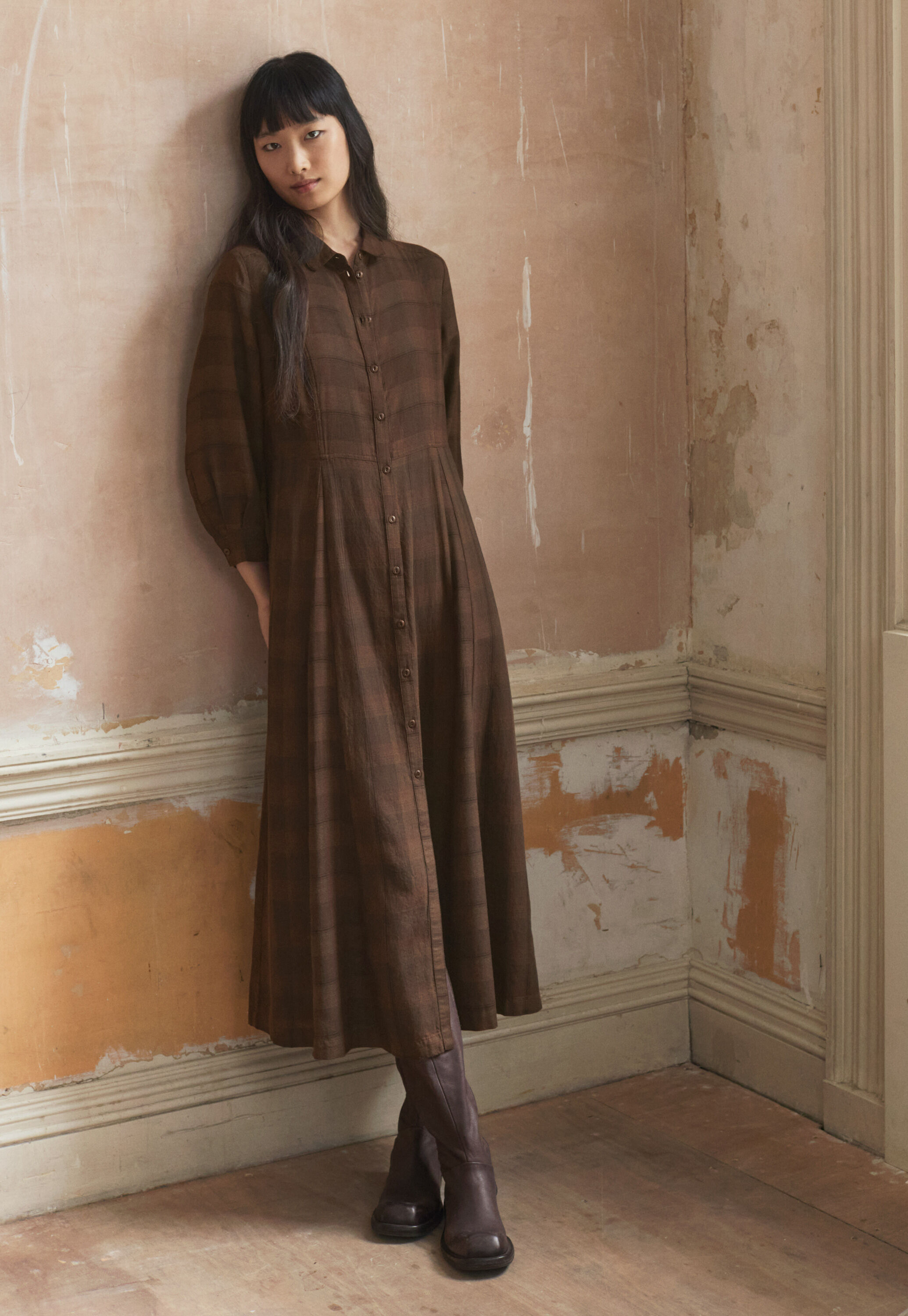 Long button-through dress