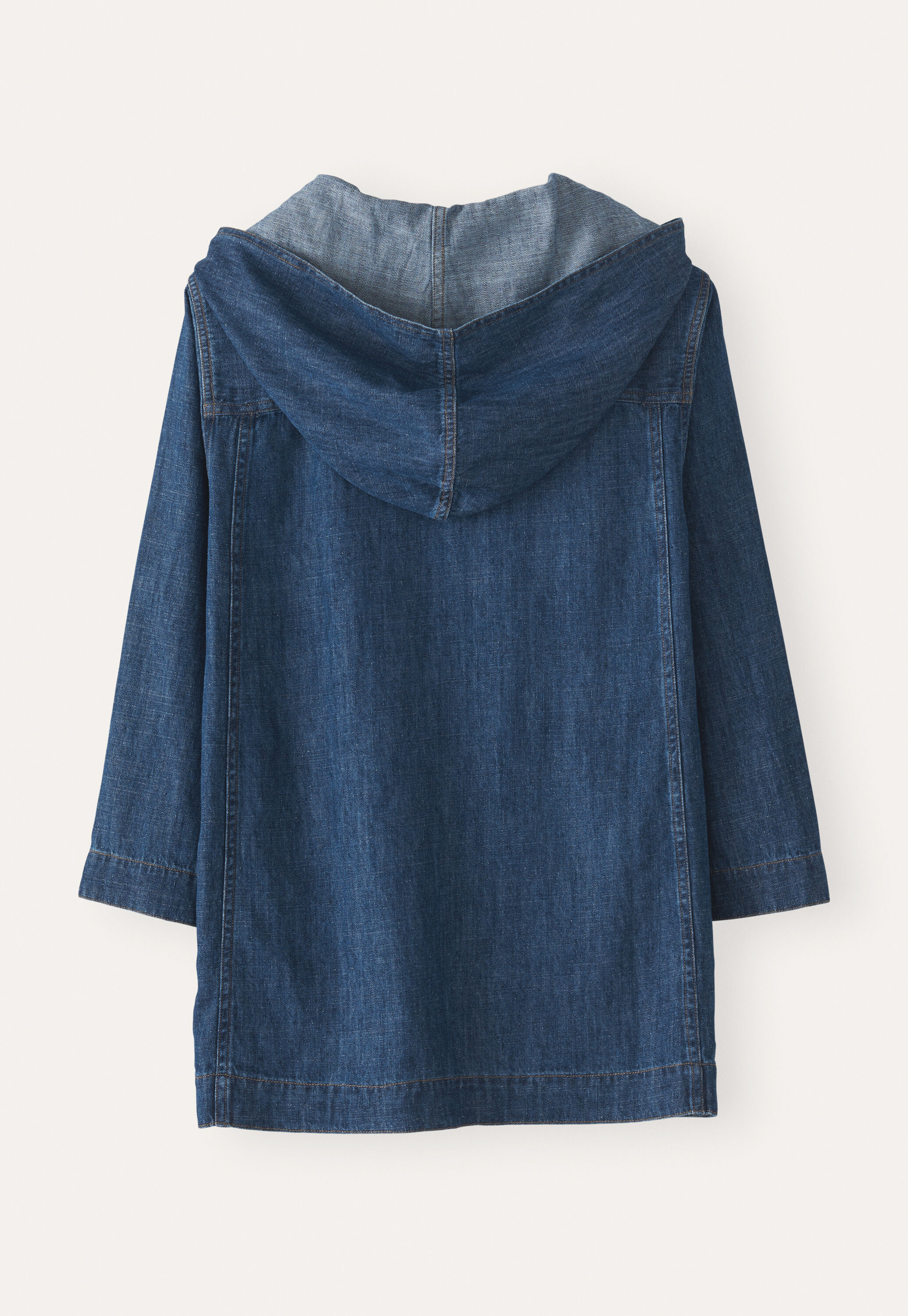 Indigo-dyed hooded top