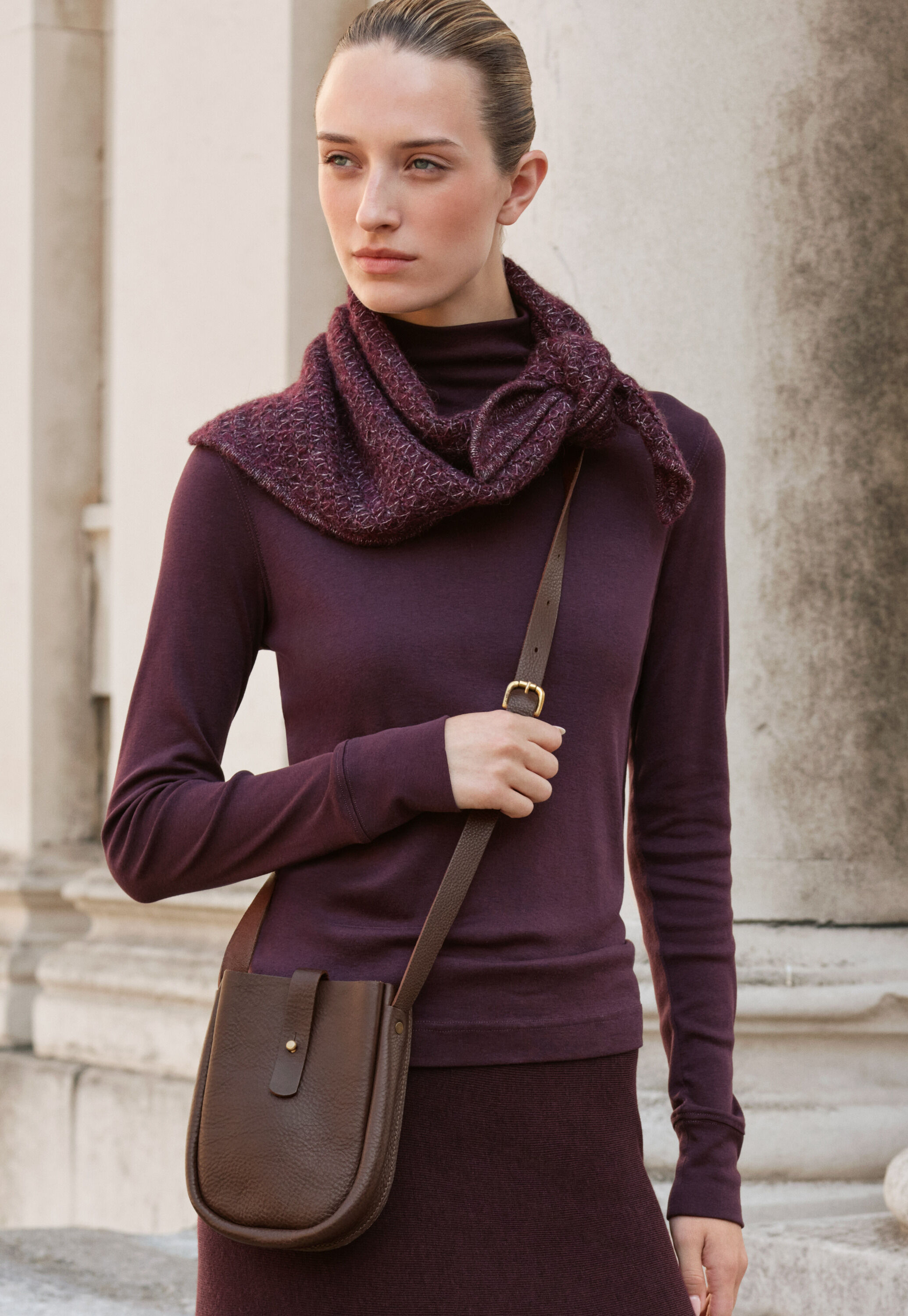 high-neck jersey top