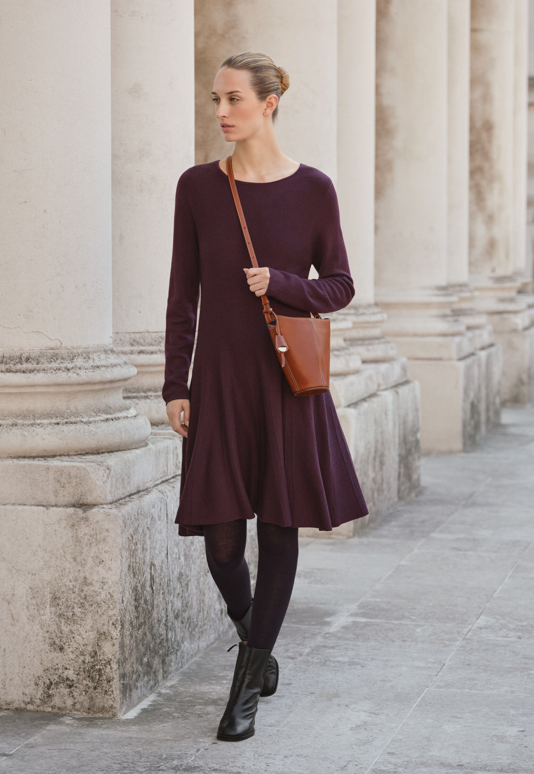 Knitted fit-and-flare dress