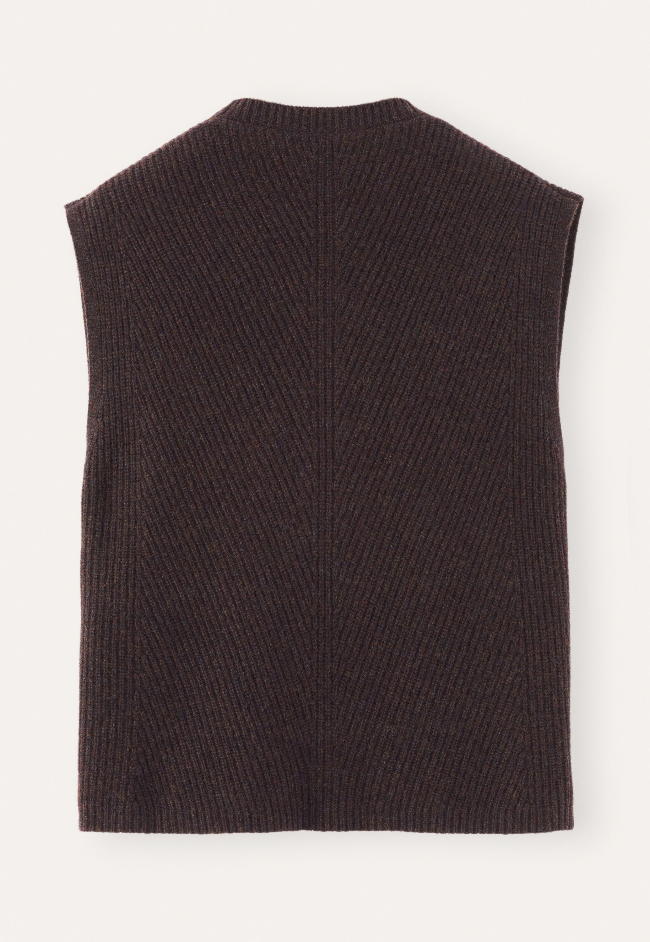 Sleeveless ribbed cardigan, Dark aubergine, large