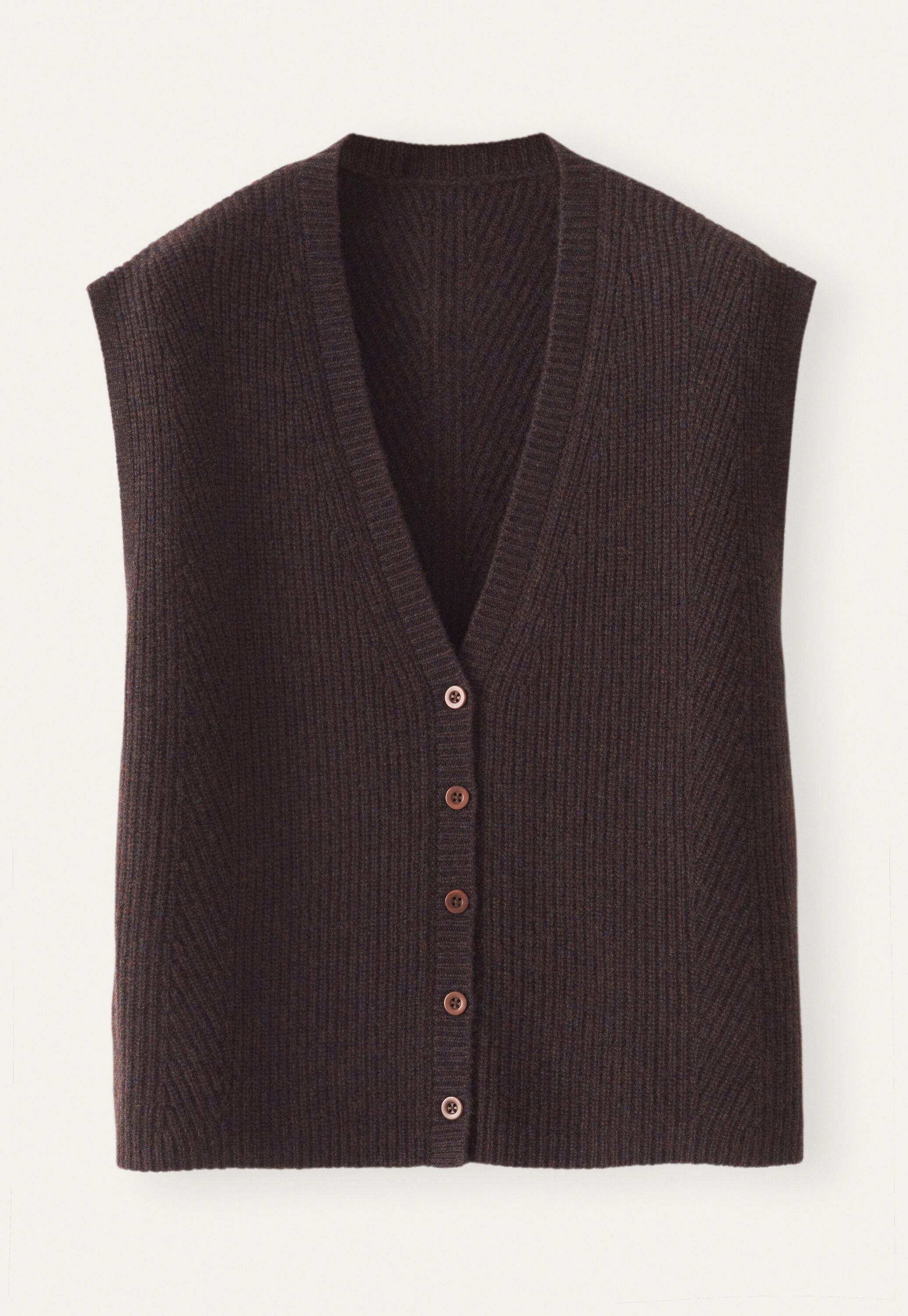 Sleeveless ribbed cardigan, Dark aubergine, large